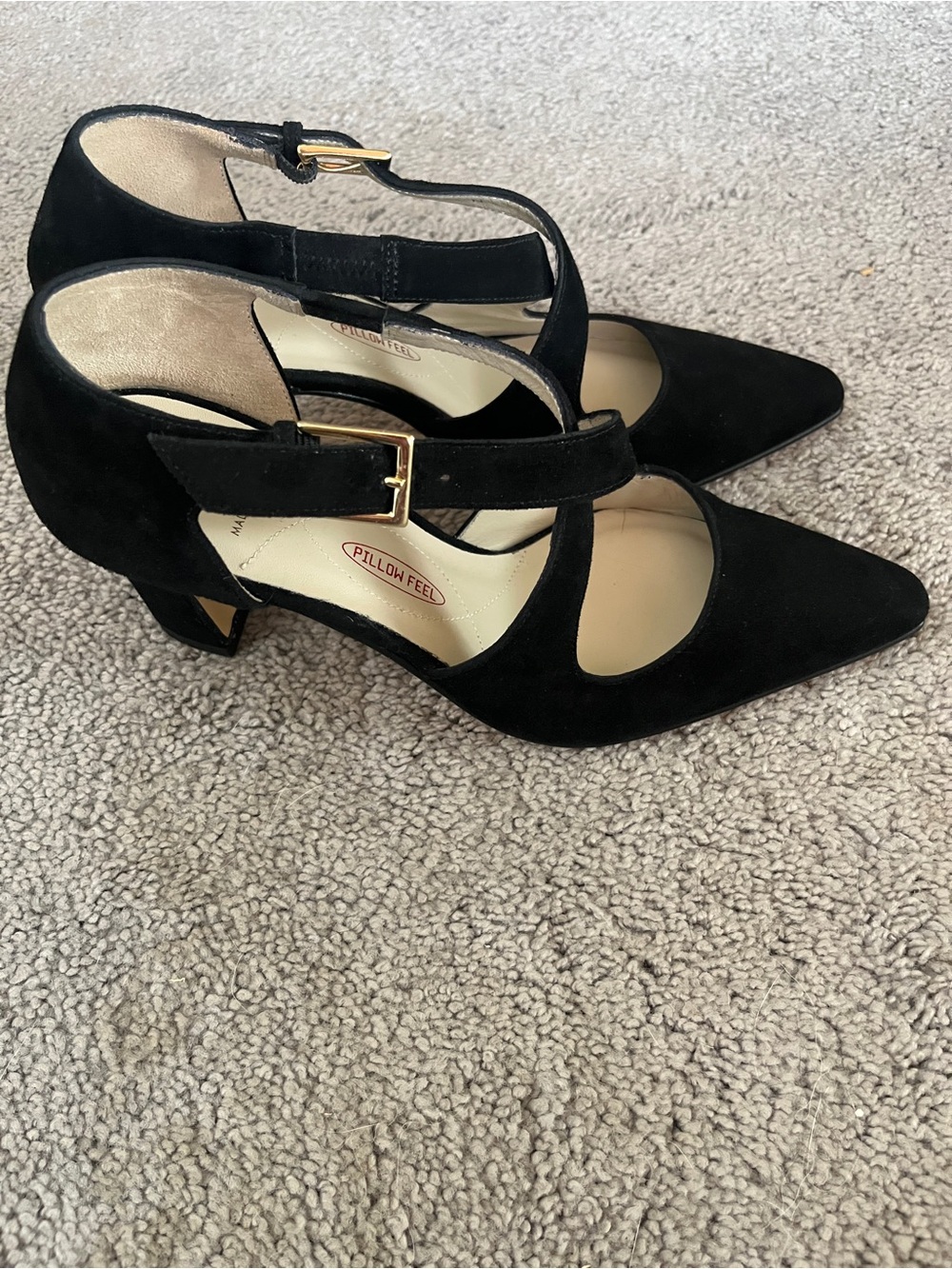 Rangoni Firenze Women’s Black Suede Mary Jane Pumps with Ankle Strap, 7N